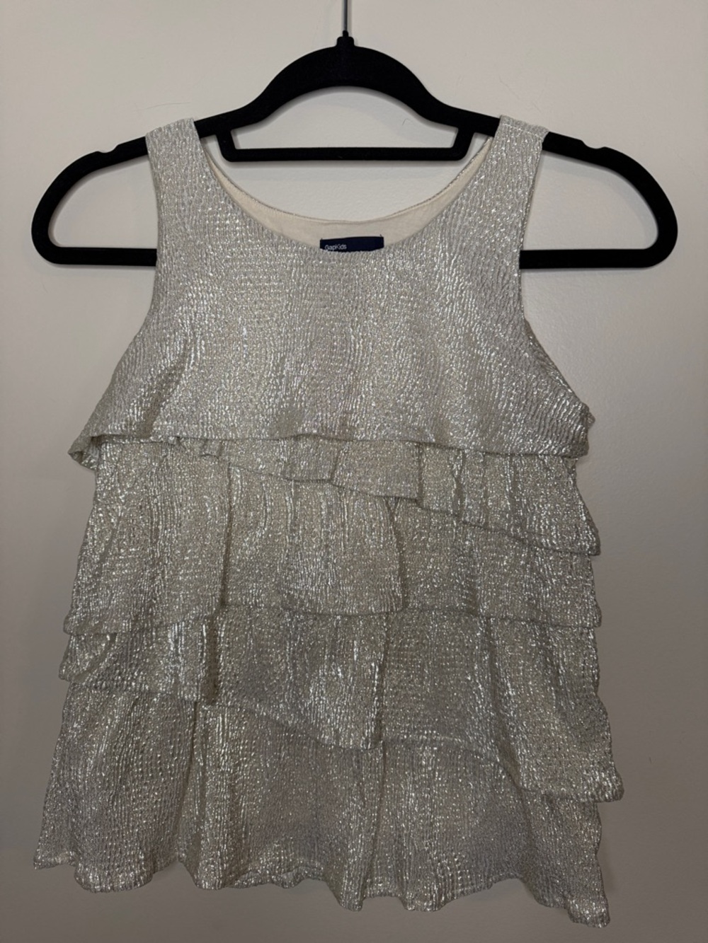 GAP Girls Silver Metallic Ruffle Tank Top